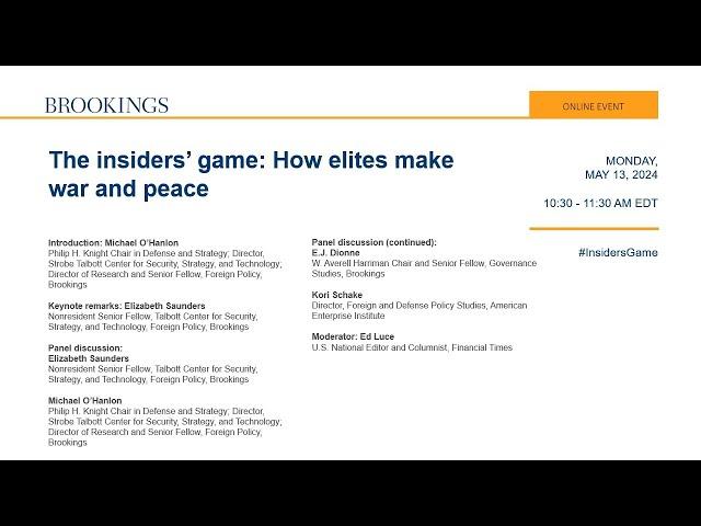 The insiders’ game: How elites make war and peace