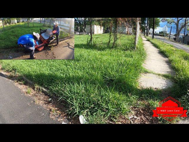 Cutting Really Overgrown Yard In THE HOOD (major transformation)