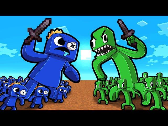 BLUE vs GREEN RAINBOW FRIENDS! (Minecraft)