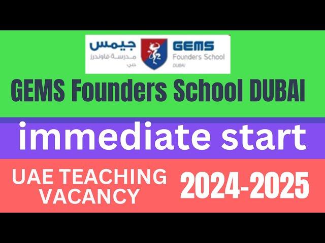 TEACHING JOBS IN DUBAI | immediate start  @abroadteacherjob