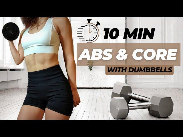 10 MIN ABS & CORE WITH DUMBBELLS | Build a Strong & Defined Core at Home