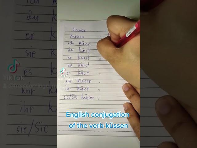 Easy English conjugation for küssen #funlearning #easylearning #germanlanguage #learngerman #free