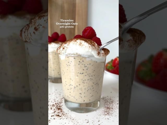 Tiramisu Overnight Oats 30G protein! #breakfastideas #healthybreakfast #highprotein