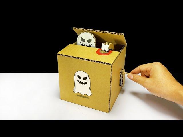 DIY Ghost Stealing Coin Bank From Cardboard [71] | ออมสินผีเก็บเหรียญจากลังกระดาษ