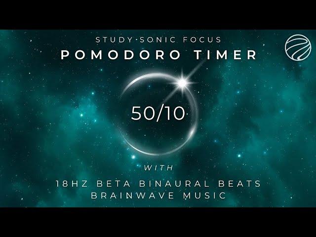 3 HOUR STUDY WITH POMODORO TIMER (50/10) | Chill Beta Binaural Beats Music for Study Exams & Focus