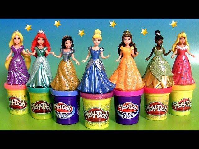 Design a Dress for 7 Princess MagiClip dolls using Play-Doh Sparkle