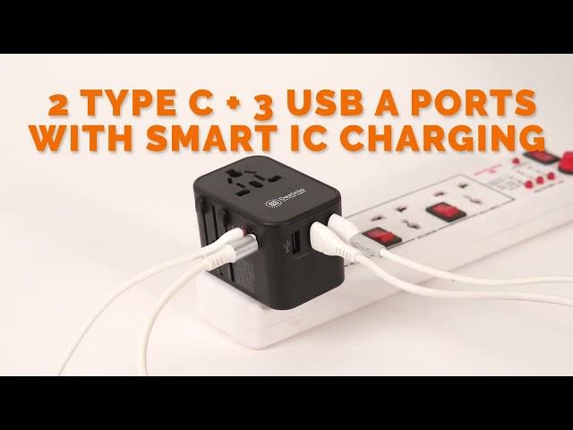 Power Your Journey with Type C Universal Adapter! | PD & 3 USB Ports | Destinio Travel Essential