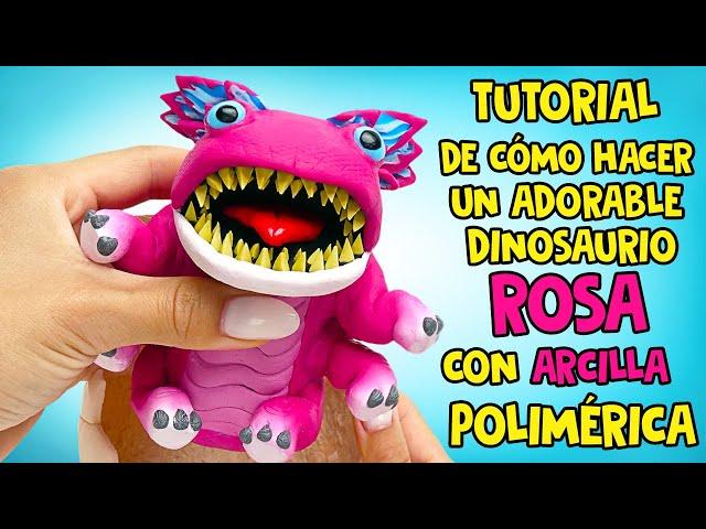 Cómo hacer un adorable dinosaurio rosa II Tutorial de arcilla polimérica