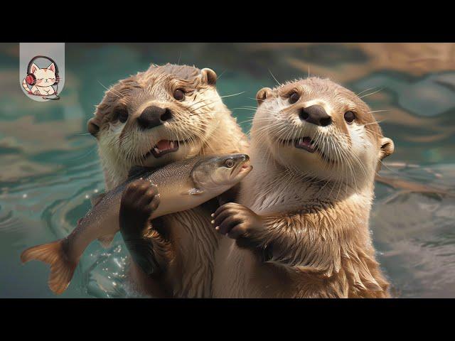 CUTE SEA OTTERS in 4K | RELAX PIANO MUSIC -  Relaxing for Energy the Day | #CutiePieces