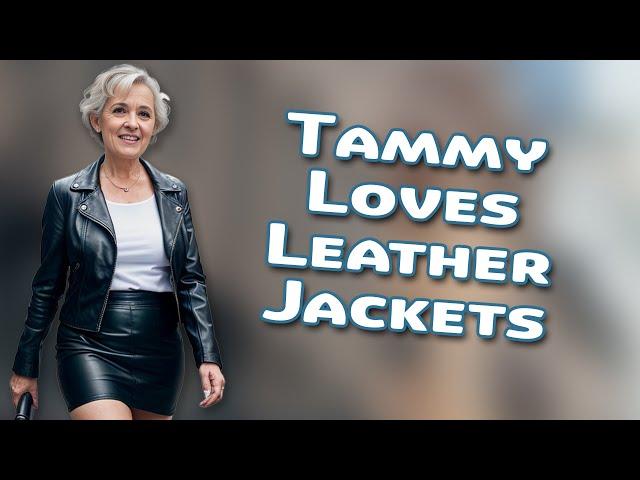 Tammy Wears Leather | Natural Older Woman Over 60 Dressed in Black Leather