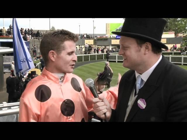 Luke Nolen after his win on Black Caviar at Royal Ascot with Brad Blanks