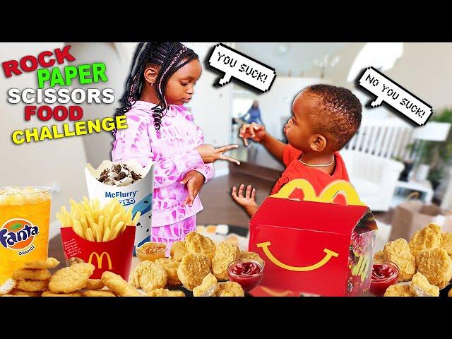 MCDONALD'S CHICKEN NUGGETS Rock Paper Scissors Food Challenge MUKBANG BABY ELI VS LAYLA QUEEN BEAST