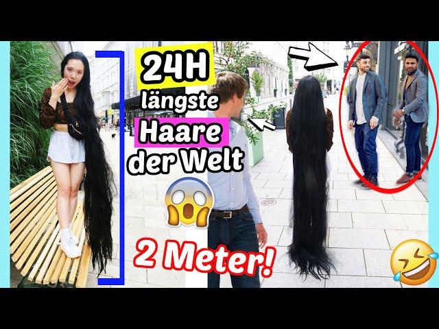 PEINLICH! 24 Stunden die LÄNGSTEN HAARE der Welt tragen in der Stadt Hamburg (mit BFF) & sie färben