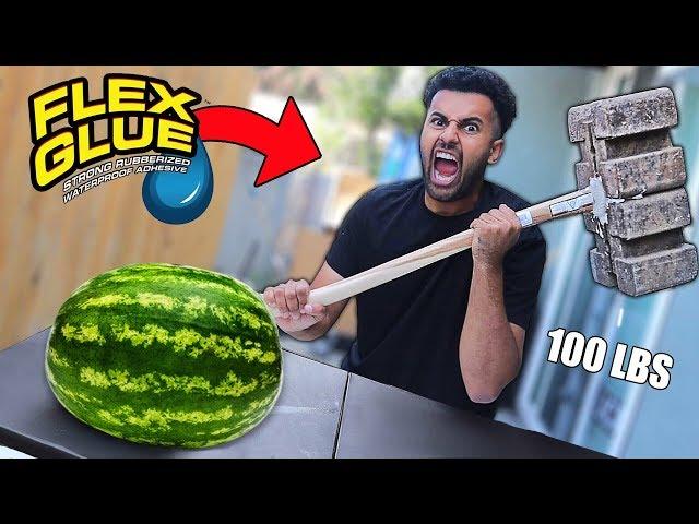 We Built DANGEROUS DIY Weapons Using Only FLEX GLUE!! *100 LBS BRICK THOR'S HAMMER*