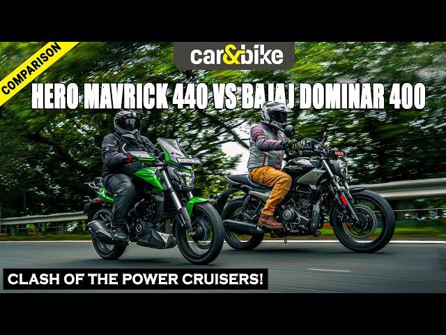 Hero Mavrick 440 Vs Bajaj Dominar 400 | Powerplay | Comparison | Review | carandbike