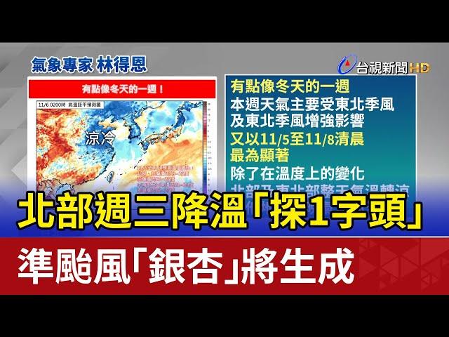 北部週三降溫「探1字頭」 準颱風「銀杏」將生成