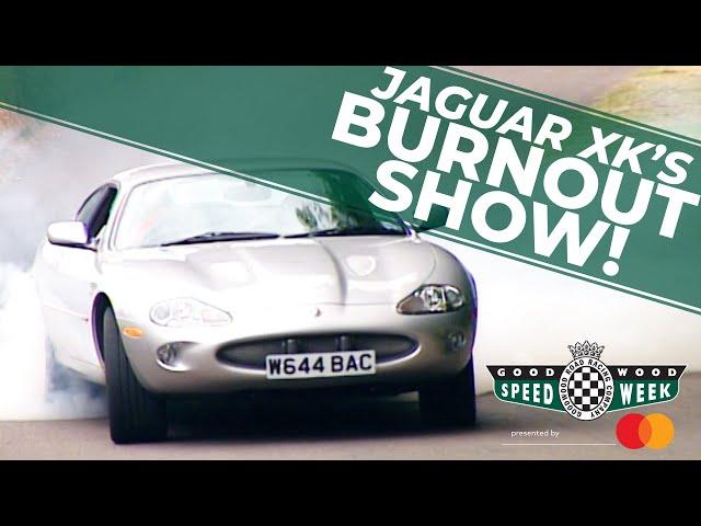 Extreme burnouts in a Jaguar XK at FOS