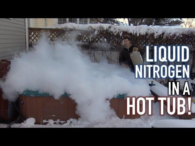 Pouring Liquid Nitrogen in a Hot Tub!