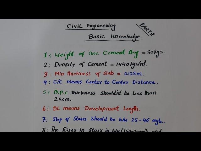 Civil Engineering Basic Knowledge  part -1