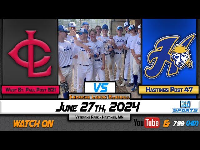 HCTV SPORTS: Hastings Post 47 vs West St. Paul Post 521 | 6.27.24