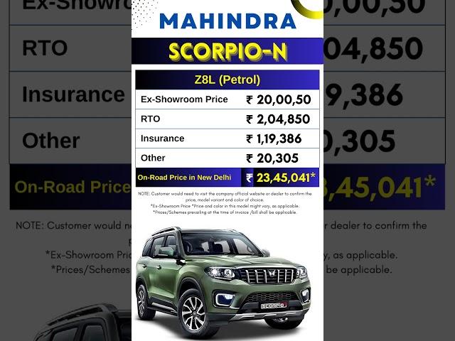 Mahindra Scorpio N Z8L Petrol On Road Price May 2023 | New Scorpio N 2023 | CarLenaHai