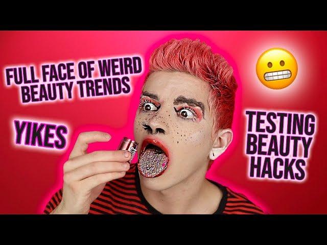 FULL FACE OF WEIRD BEAUTY TRENDS | TESTING MAKEUP HACKS | Kevin Rupard