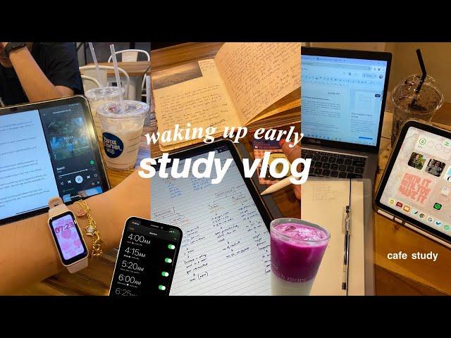 STUDY VLOG: waking up at 4am!  lots of cafe study, waking up early, productive week, uni vlog