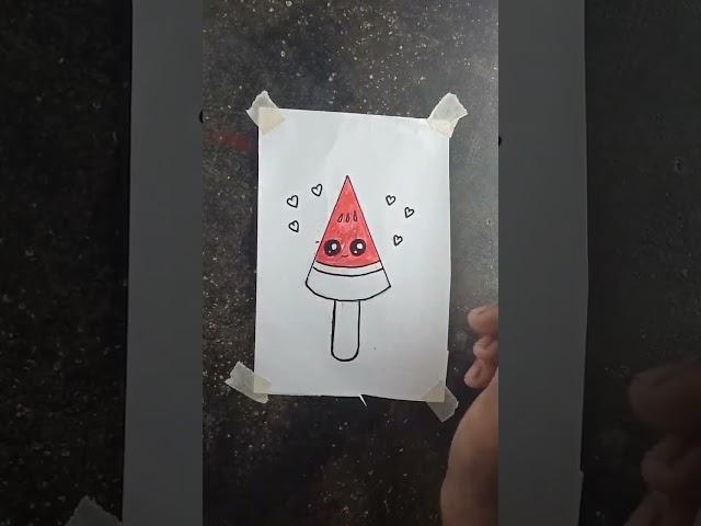 how to draw watermelon  ice cream #shorts #howto