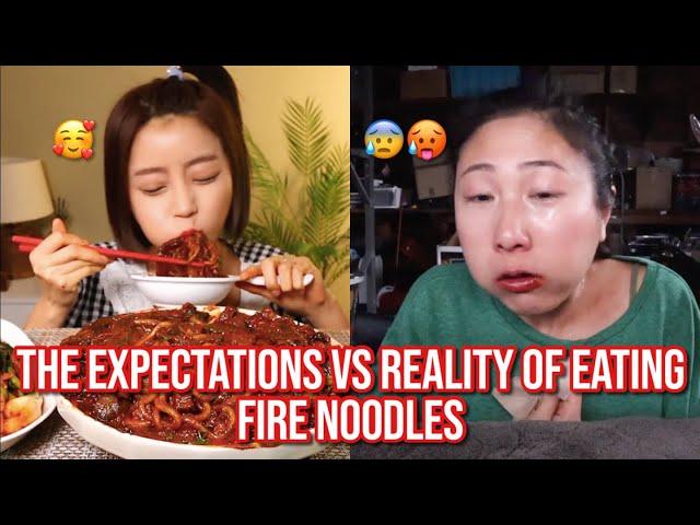 the EXPECTATIONS vs. REALITY of eating fire noodles