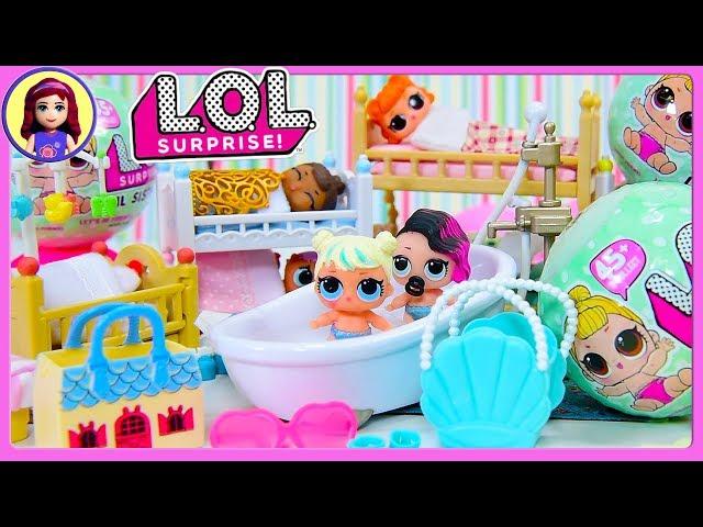 LOL Lil Sister Dolls Wave 2 Bath & Bedtime Surprise Blind Ball Bags Unboxing Play