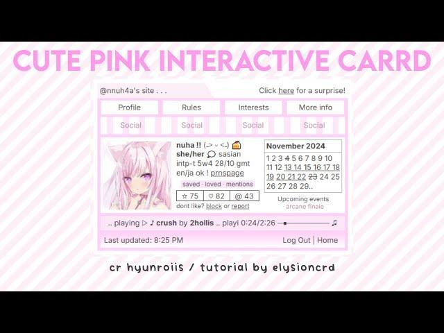cute pink interactive carrd  cr hyunroiis