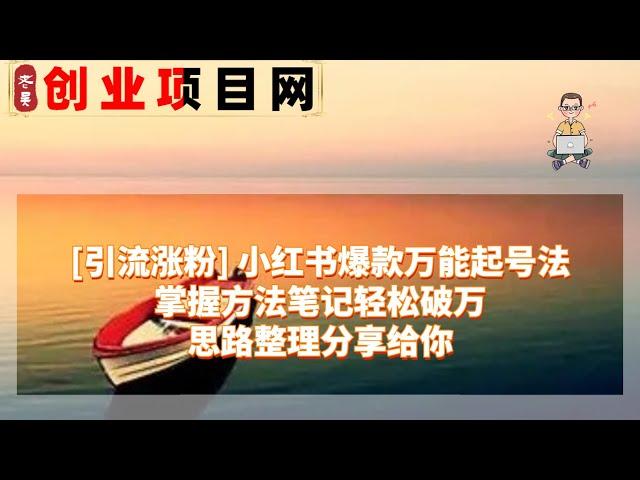 2023年网赚项目赚钱项目薅羊毛 引流涨粉 小红书爆款万能起号法，掌握方法笔记轻松破万，思路整理分享给你