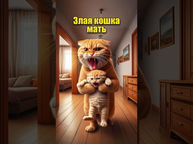 Злая кошка мать в нейросети #dalle3 #chatgpt #aiart #aicat #кот #юмор #ии #нейросеть #мультик #арт