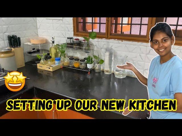 Kitchen Setup In Our New House⁉️Upgrading with New Products |#srijuu