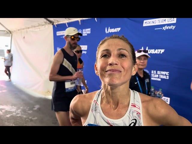 Sara Hall after taking 5th at 2024 US Olympic Marathon Trials