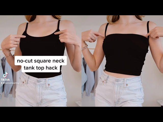No-Cut Square Neck Tank Top Hack!
