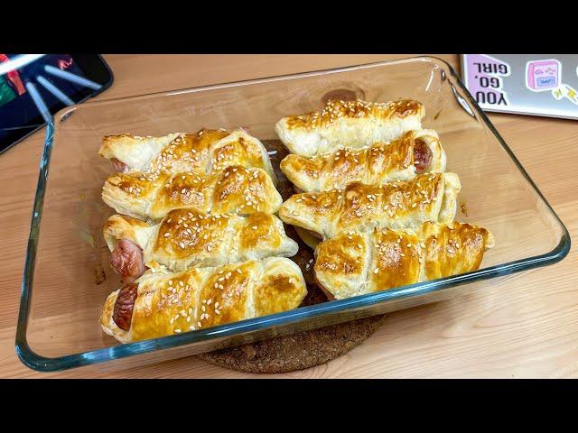 Sausage in puff pastry. Even kids can handle it! Simple recipes for every day.
