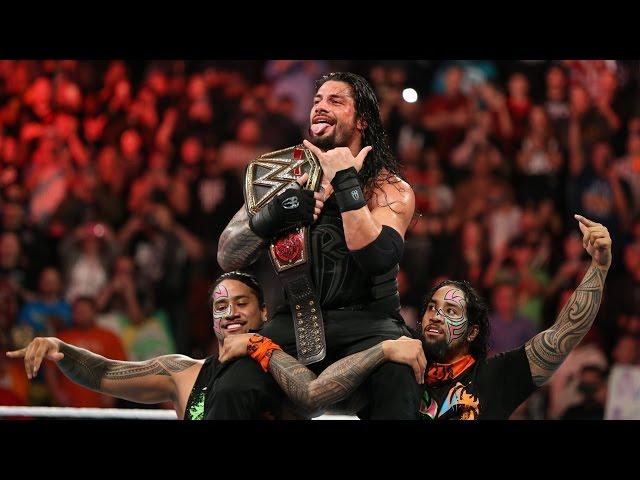 Roman Reigns celebrates winning the WWE World Heavyweight Title with his family: Dec. 14, 2015