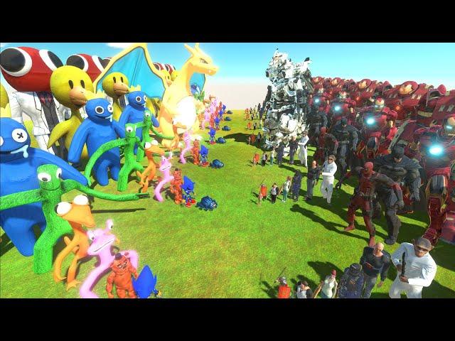 UNIVERSE WAR - RAINBOW TEAMvs RANGED WEAPON TEAM️ - Animal Revolt Battle Simulator