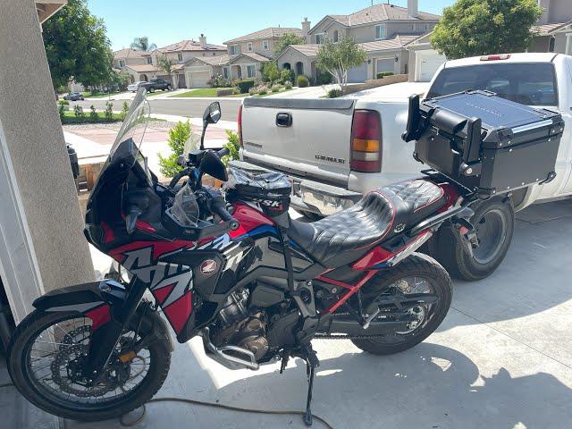 65L Top Box on 2022 Africa Twin, Bonus Passenger Armrests Installed.