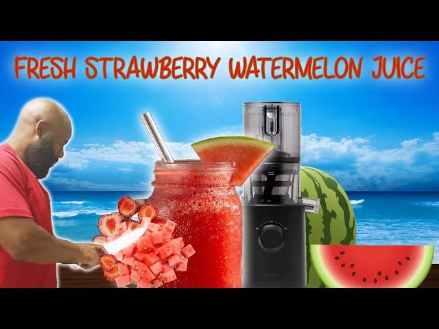 Making Fresh Strawberry Watermelon Lemonade Juice  w/ Nama J2 Cold Press Juicer 
