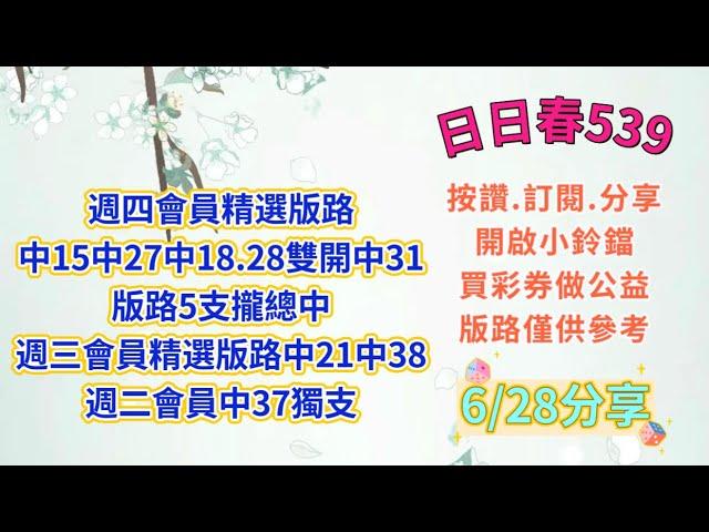 6/28分享中12. 會員精選版路中12 16二星單碰. 再中25（日日春539）