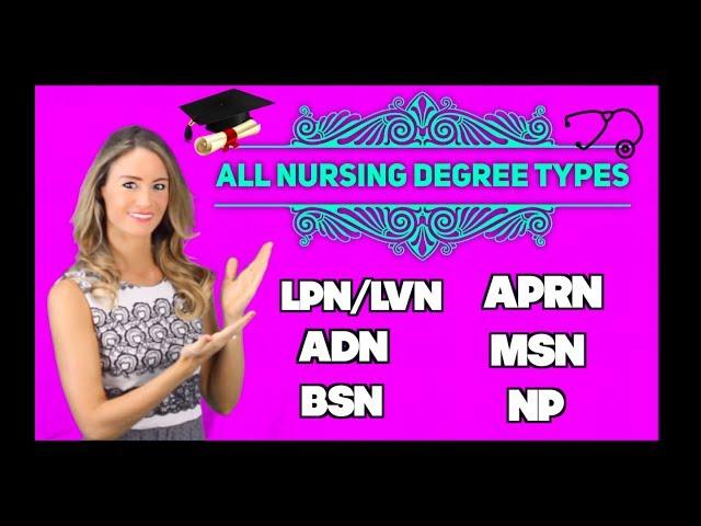 All Nursing Degree Types: LPN/LVN, ADN, BSN, APRN, MSN & NP!