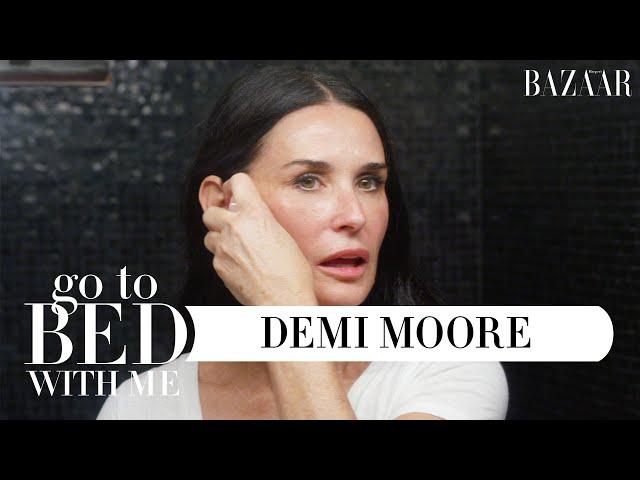 Demi Moore's Anti-Aging Nighttime Skincare Routine | Go To Bed With Me | Harper's BAZAAR