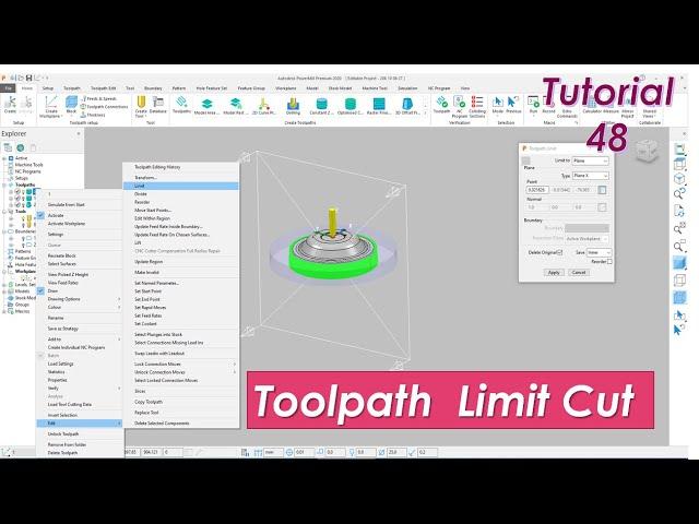 Autodesk powermill 2020 Toolpath Limit cut tutorial | powermill Toolpath Editing Limit in  tutorial