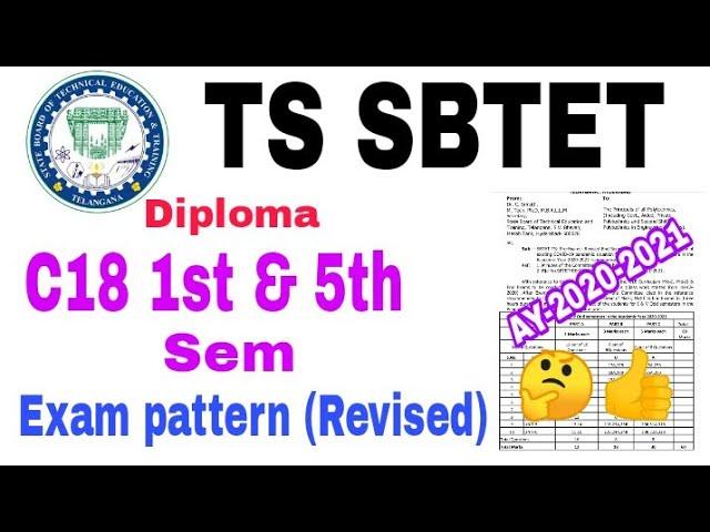 TS SBTET C18 1st & 5th Sem Exam Pattern (Revised) 2021 l Ts SBTET Exam Pattern Feb 2021 l ts SBTET