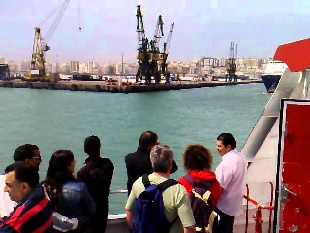 Ferry Boat Arrival in Tangier Morocco coming from Tarifa Spain