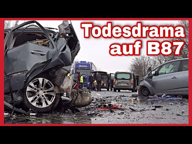 HORROR-UNFALL MIT DREI TOTENAutos und LKW krachen auf B87 in Eilenburg ineinander ️ MANV 