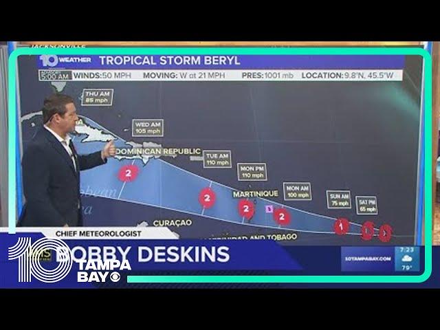 Tracking the Tropics: Tropical Storm Beryl to develop into hurricane