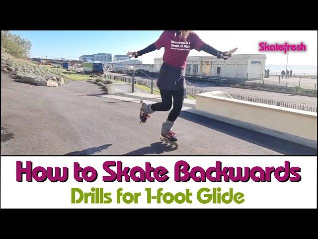 How to skate backwards on rollerblades & inline skates. Tutorial steps for backwards 1 foot glide